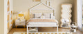 Full Size Metal Platform Bed With Two Drawers,House Shaped Headboard Design, White Full White Metal