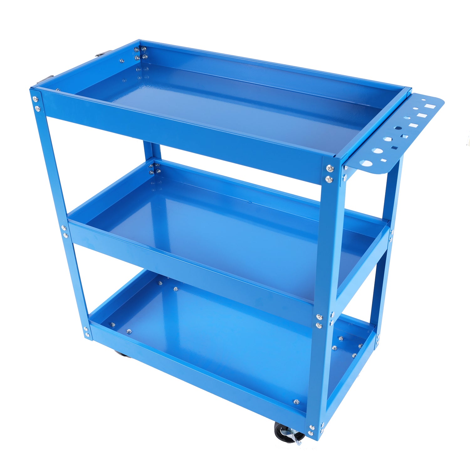 Tool Cart, 3 Tier Rolling Mechanic Tool Cart, Heavy Duty Steel Utility Cart With Lockable Wheels, 450 Lbs Capacity Industrial Service Cart For Garage, Warehouse, Workshop Blue Blue Abs Steel Q235