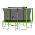 15Ft For Kids Children With Safety Enclosure Net Outdoor Backyards Large Recreational Trampoline Green Metal