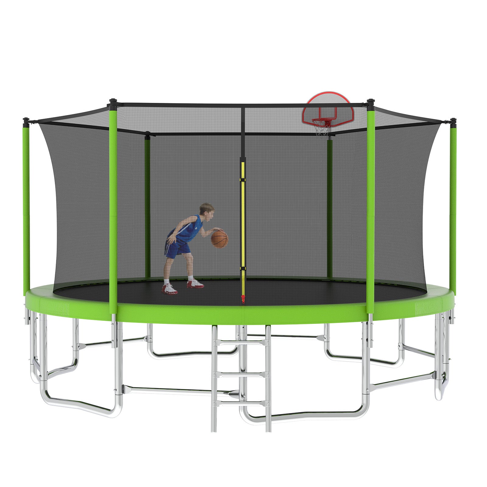 15Ft For Kids Children With Safety Enclosure Net Outdoor Backyards Large Recreational Trampoline Green Metal