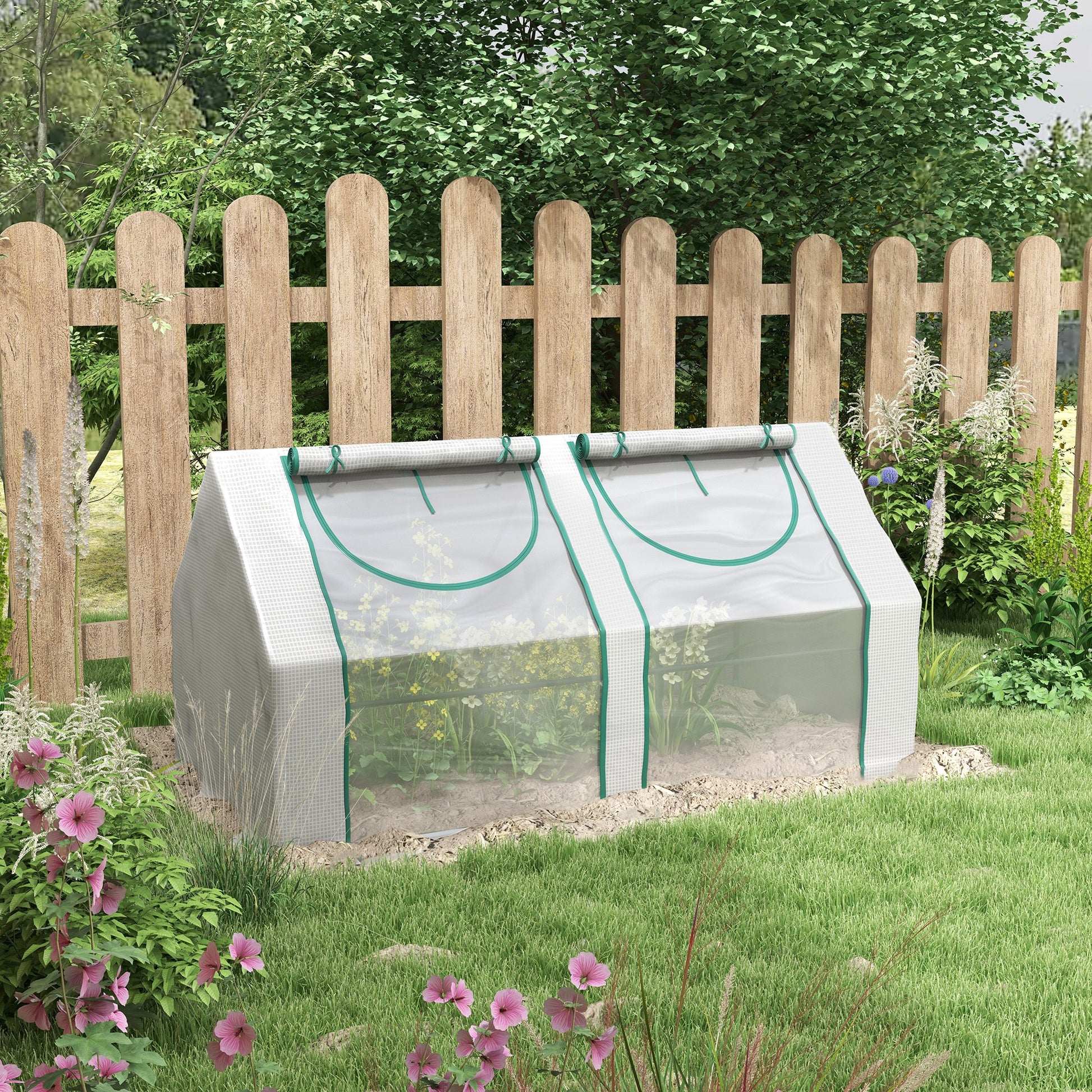 Outsunny 6' X 3' X 3' Portable Greenhouse, Garden Green House With 2 Pe Plastic Covers, Steel Frame And 2 Roll Up Windows, Clear Clear Steel