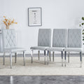 4 Piece Dining Chair, Modern Style Kitchen Upholstered High Back, Metal Leg Office Chair, Suitable For Dining Room, Office, Restaurant. Light Gray Pu