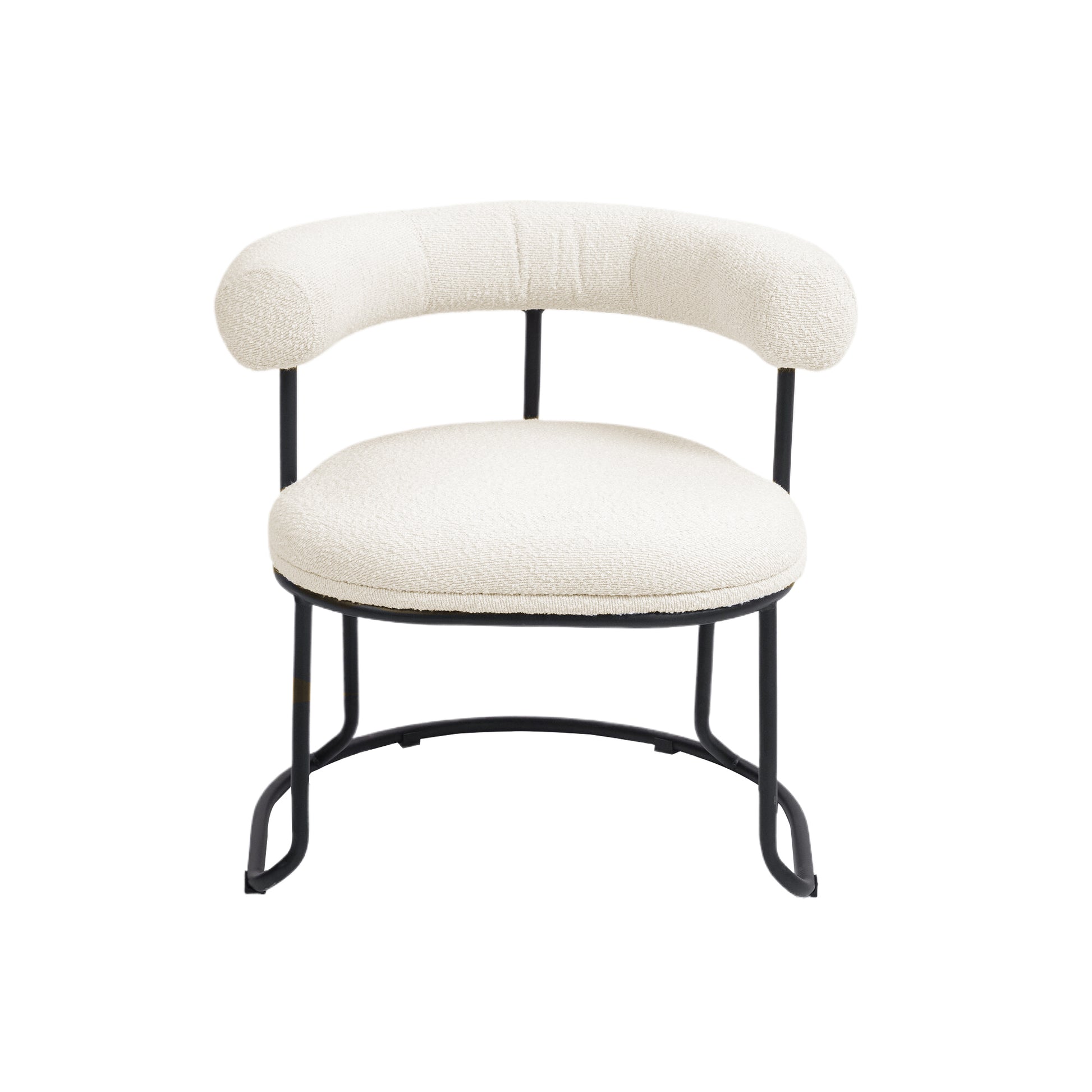Coolmore Boucle Dining Chairs Set Of 2, Mid Century Modern Curved Backrest Chair, Round Upholstered Kitchen Chairs Beige Boucle Beige Foam Mdf Metal