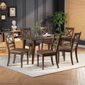 Wood Dining Table Brown Brown Rectangular Rubber Wood