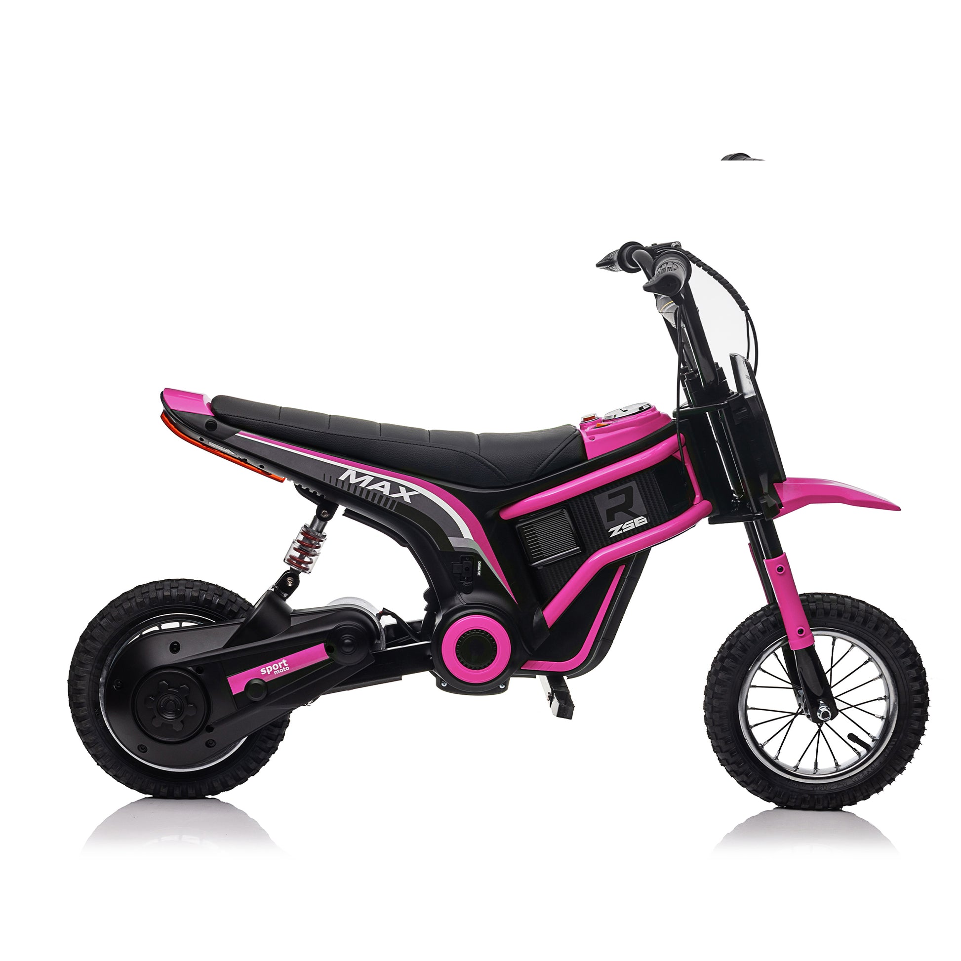 24V14Ah Kids Ride On 24V Electric Toy Motocross Motorcycle Dirt Bike Xxl Large,Speeds Up To 14.29Mph,Dual Suspension, Hand Operated Dual Brakes, Twist Grip Throttle, Authentic Motocross Bike Geometry Pink Polypropylene