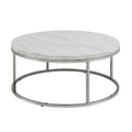 Zaidee Coffee Table, Natural Marble Top & Nickel Finish Lv02795 White Marble Metal