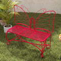 Butterfly Cast Metal Garden Bench, Outdoor Bench Patio Seat, Park Bench Outdoor Seating For Garden, Yard, Park, Entryway Red Garden & Outdoor 2 Person Seating Group Metal