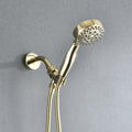 Polished Gold Wall Mounted Handheld Shower Head With 5 Adjustable Settings And Hose Polished Golden Stainless Steel
