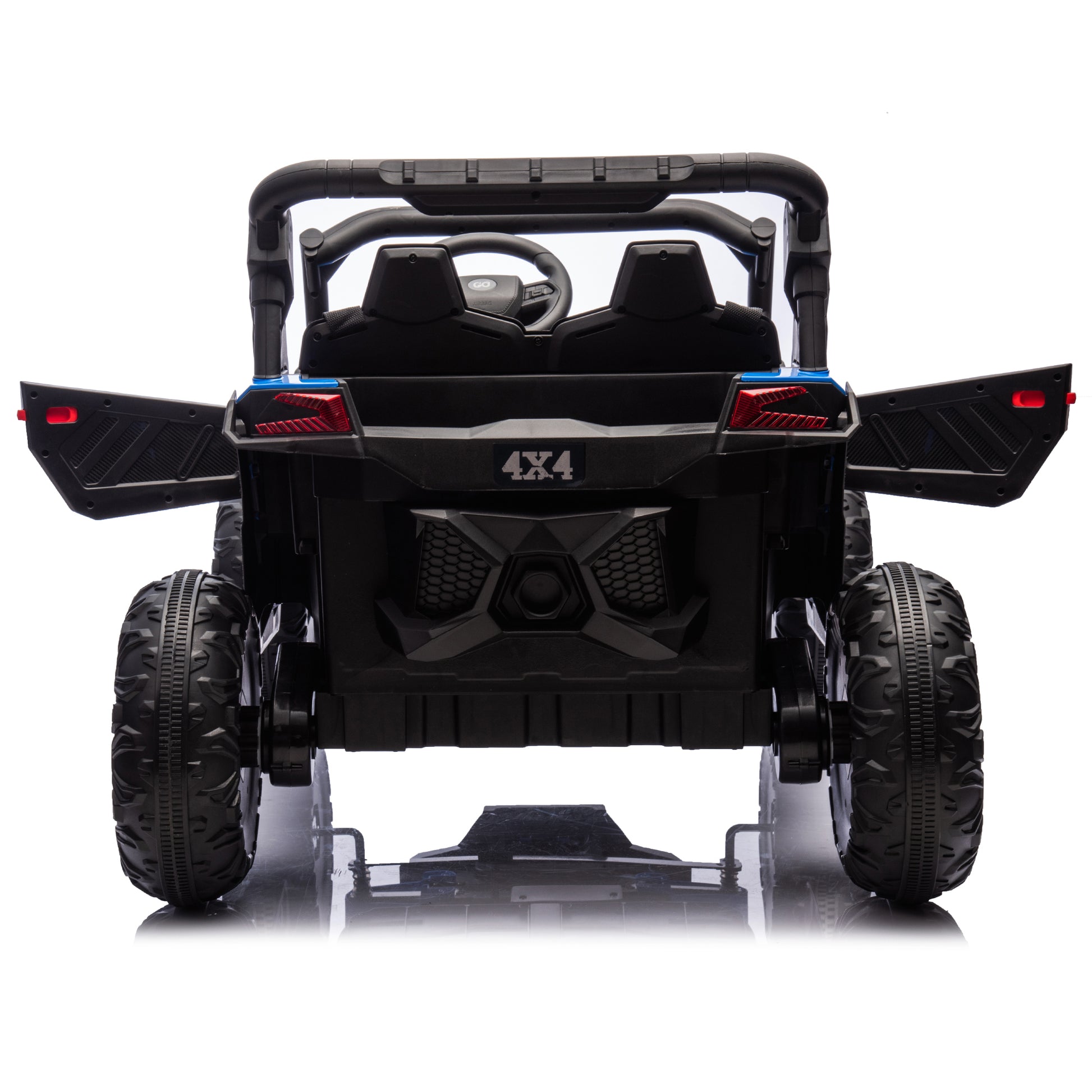 24V Two Seater Kids Ride On Utv W Parents Remote Control,Four Wheel Suspension,Slow Start,Large Wheel Design,Anti Collision Bar,Storage Space,Music,Usb,Bluetooth,Volume Control,Led Lights For Kids 3 . Blue 100 149 Lbs Polypropylene