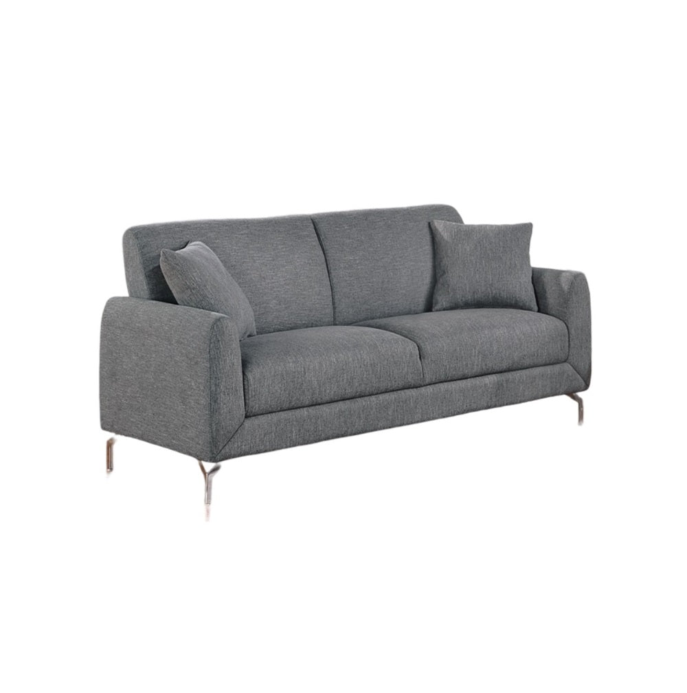 Elegant 2Pc Sofa Set Dark Gray Burlap Like Fabric Sofa Loveseat W Pillows Cozy Design Plush Couch Living Room Dark Gray Primary Living Space Cushion Back Classic,Contemporary,Modern Rubberwood Burlap,Metal,Plywood,Solid Wood 4 Seat