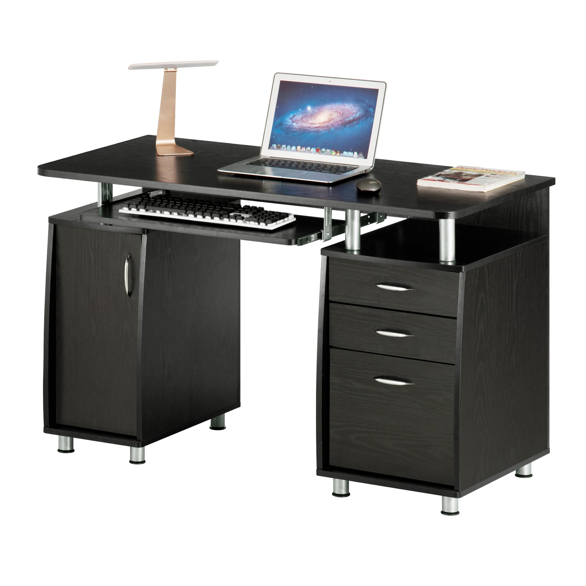 Techni Mobili Complete Workstation Computer Desk With Storage, Espresso Espresso Computer Desk Office Modern Rectangular Rectangular Mdf