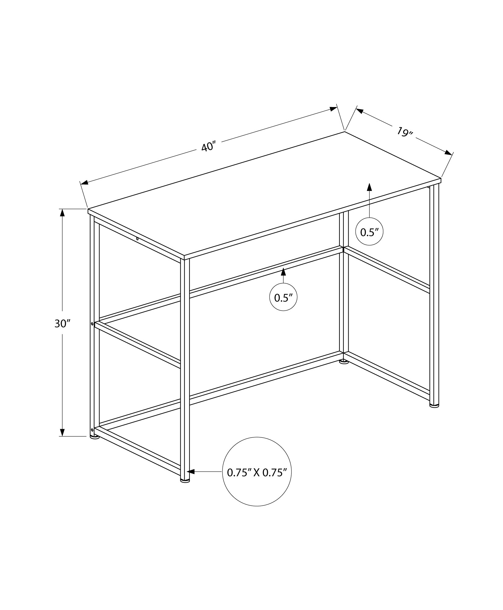 Computer Desk, Home Office, Laptop, Left, Right Set Up, Storage Drawers, 40"L, Work, Brown Laminate, Black Metal, Contemporary, Modern Taupe Particle Board