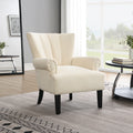 Modern Accent Living Room Chairs,Polyester Armchair Club Chair With Channel Back, Accent Chair For Living Room, Bedroom Reading Room, Soft Fabric, Wooden Leg, Beige Beige Primary Living Space Foam Plywood