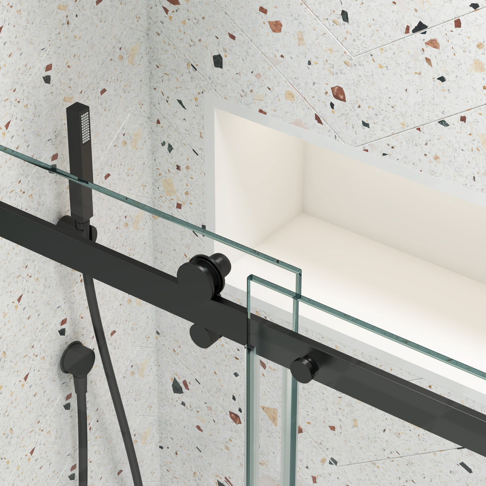Bathtub Shower Door, Sliding Door, With 5 16" Tempered Glass And Matted Black Finish 6058 Matte Black Aluminium Alloy