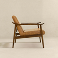 Brandon Antique Tan Leather Lounge Chair Brown,Tan Mid Century Modern Foam Genuine Leather,Solid Wood
