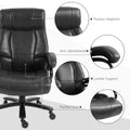 Vinsetto Big And Tall Office Chair, Pu Leather Desk Chair 400Lb, Black Black Pu Leather