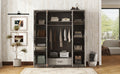 4 Door Wardrobe With 1 Drawer, Gray Grey Gray Bedroom Contemporary Mdf