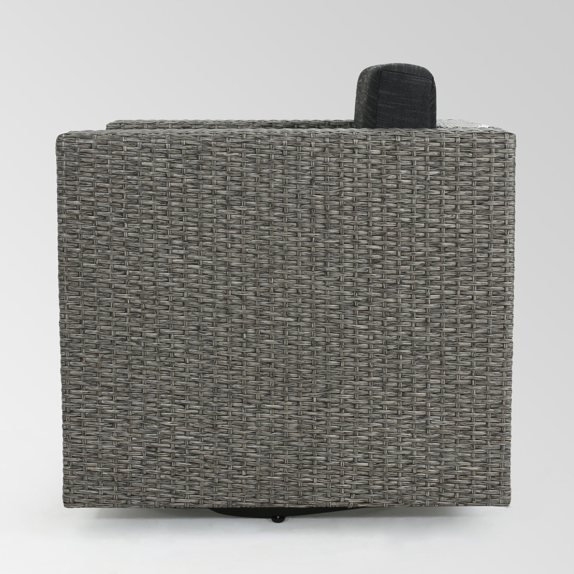 Puerta Mp1 Swivel Patio Chair With Cushions Single, Mix Black Dark Grey Black Gray Fabric,Iron,Wicker