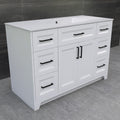 Solid Wood 48 Inch Bathroom Vanity With Single Sink Combo, Modern Vanity Cabinet With 2 Soft Closing Doors & 6 Full Extension Dovetail Drawers White 4 White 2 2 48 In & Above 32 To 35 In Soft Close Doors Bathroom Freestanding Luxury,Modern 20 25 Inches