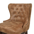 Holmes Tufted High Back 360 Swivel Counter Height Barstool, Tan Brown Faux Leather Tan Brown Foam Faux Leather