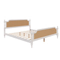 Traditional Style Rattan King Size Bed Frame,No Box Spring Needed,Antique White Box Spring Not Required King Antique White Wood Bedroom Traditional,Vintage Bed Frame Wood