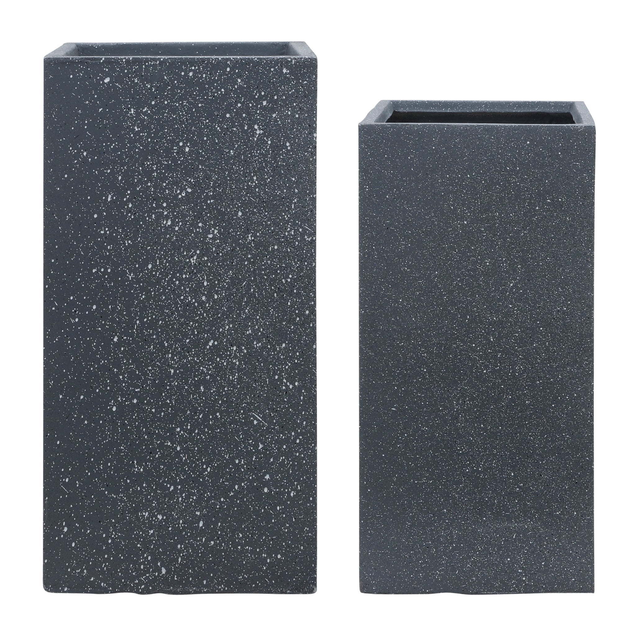 Resin, S 2 11 13"D Square Nested Planters, Dk Gray Gray Polyresin