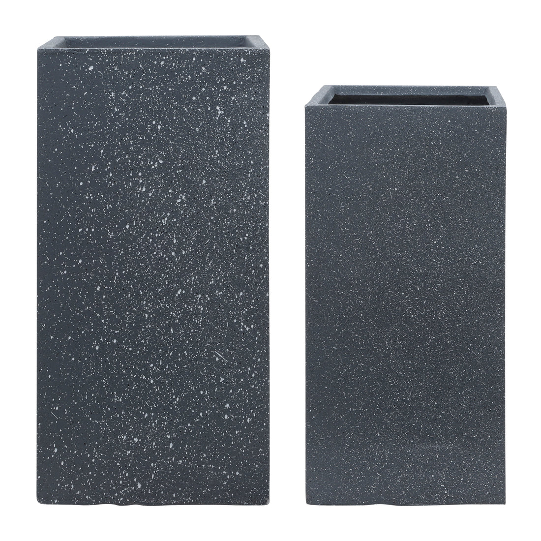 Resin, S 2 11 13"D Square Nested Planters, Dk Gray Gray Polyresin