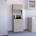 Della 60 Kitchen Pantry With Countertop, Closed & Open Storage Light Gray Gray Kitchen Open Storage Space Modern Particle Board Particle Board