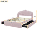 Full Size Upholstered Platform Bed With 4 Drawers And 2 Usb, Pink Box Spring Not Required Full Pink Wood Bedroom Bed Frame Polyester Upholstered