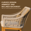 Bar Stools Set Of 2, Outdoor Counter Height Bar Chairs With Arm And Backrest, Aluminum Tall Bar Stools With Cushion Modern Textilene Rope Boho Barstools For Garden, Pool, Patio, Kitchen Square Backres Yes Khaki Garden & Outdoor 2 Person Seating Group