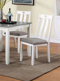 Modern White Solid Wood 5Pc Dining Set Table 4X Chairs Gray Fabric Cushions Seats Chairs Dining Room Wood Dining Room Solid Wood Square Dining Table With Chair Wood Wood White Gray Slat Back Seats 4 36 Inches Contemporary,Modern,Transitional 4 Leg