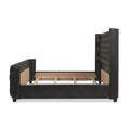 Brooklyn King Tufted Panel Bed Headboard And Footboard Set, Vintage Black Brown Faux Leather Box Spring Required King Black Vintage Wood Foam Faux Leather Faux Leather