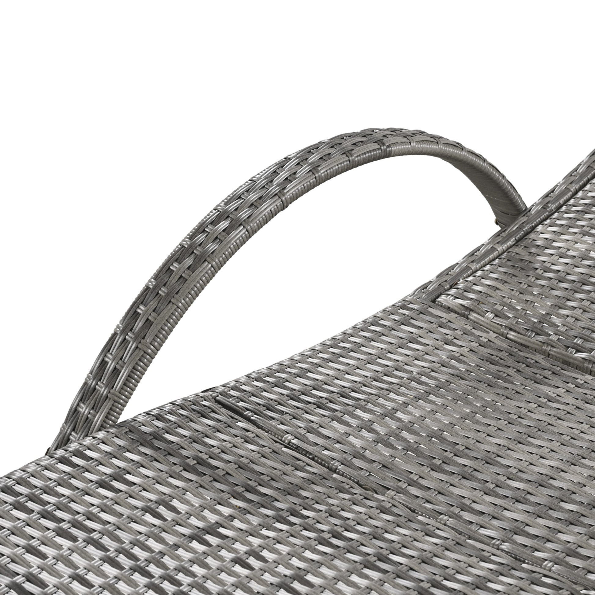 K&K 80'' Outdoor Wicker Chaise Lounge Chairs Set Of 2, Patio Rattan Reclining Chair Pull Out Side Table Adjustable Backrest Ergonomic Wave Design Pool Sunbathing Recliners, Grey No Lounge Grey Seats