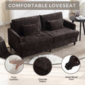 Coolmore Mid Century Modern Chenille Fabric Loveseat Sofa, 2 Seat Upholstered Loveseat Sofa Modern Couch For Living Room,Brown Wood Feet Sofa For Bedroom, Reading Black Chenille Black Chenille 2 Seat