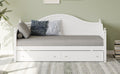 Twin Size Wood Daybed With 2 Storage Drawers ,Wooden Sofa Bed With Handrail For Living Room Bedroom, White Box Spring Not Required Twin White Wood Bedroom Wood