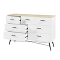 7 Drawer Dresser For Bedroom With Deep Drawers, Wood Dressers & Chest Of Drawers, Modern White Long Dressers For Closet Living Room, 47.2