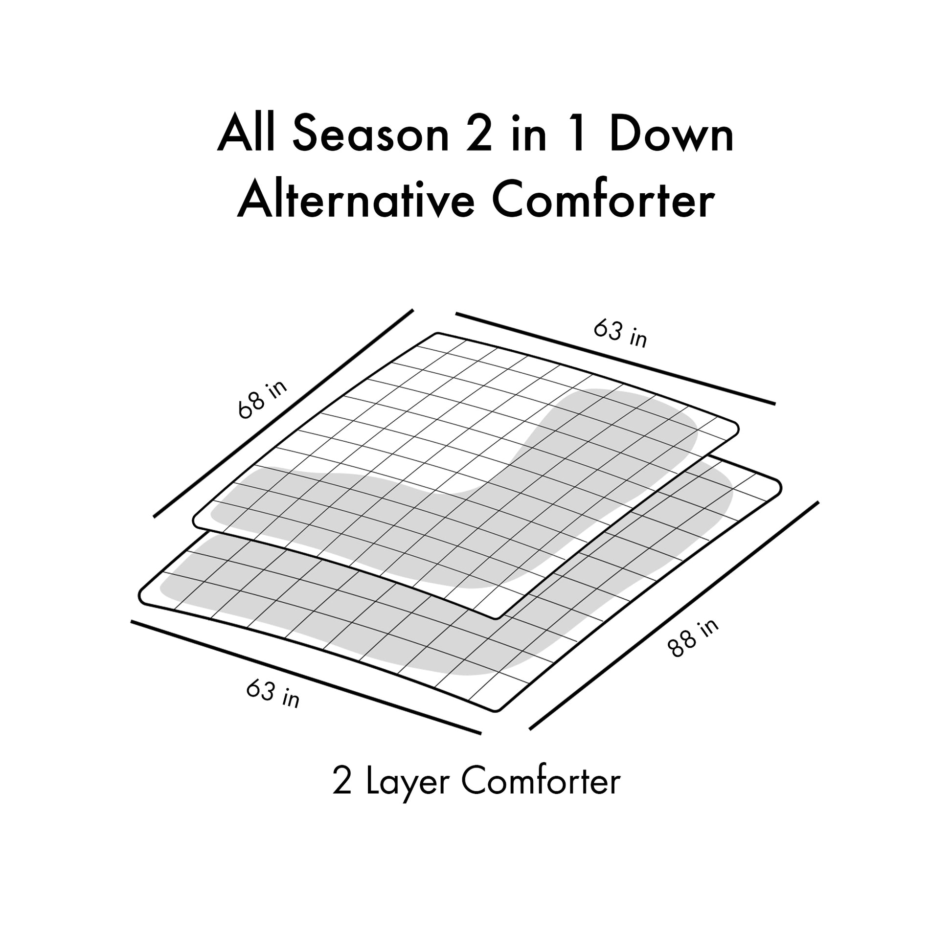 All Season 2 In 1 Down Alternative Comforter Twin White Polyester