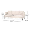 Mirod Comfy 3 Seat Sofa With Tufted Back And Arm, Modern For Living Room Beige Fabric 3 Seat