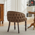 Hand Pulled Buckle Decoration Pu Dining Chair,Accent Leisure Chair, Mid Century Modern Arm Chair With Solid Wood Armrests And Legs, 1 Seat Cushioned Sofa For Living Room Bedroom,Brown Color,Sw1865Br Brown American Design Rubberwood Foam Pu