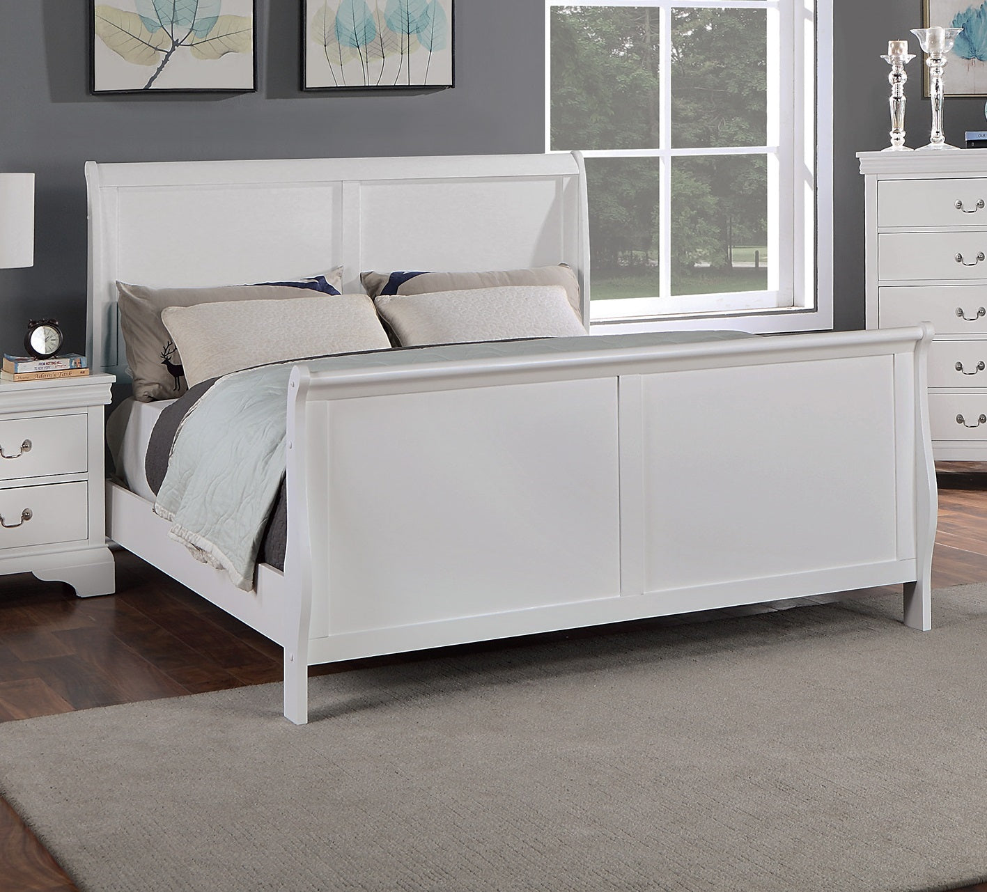 Modern 1Pc Twin Size Bed Bedroom Furniture Sleigh Design Headboard Footboard Plywood 1Pc Bedframe White Color Box Spring Required Twin White Wood Bedroom Contemporary,Modern,Transitional,Ultra Modern Rubberwood Bed Frame Plywood