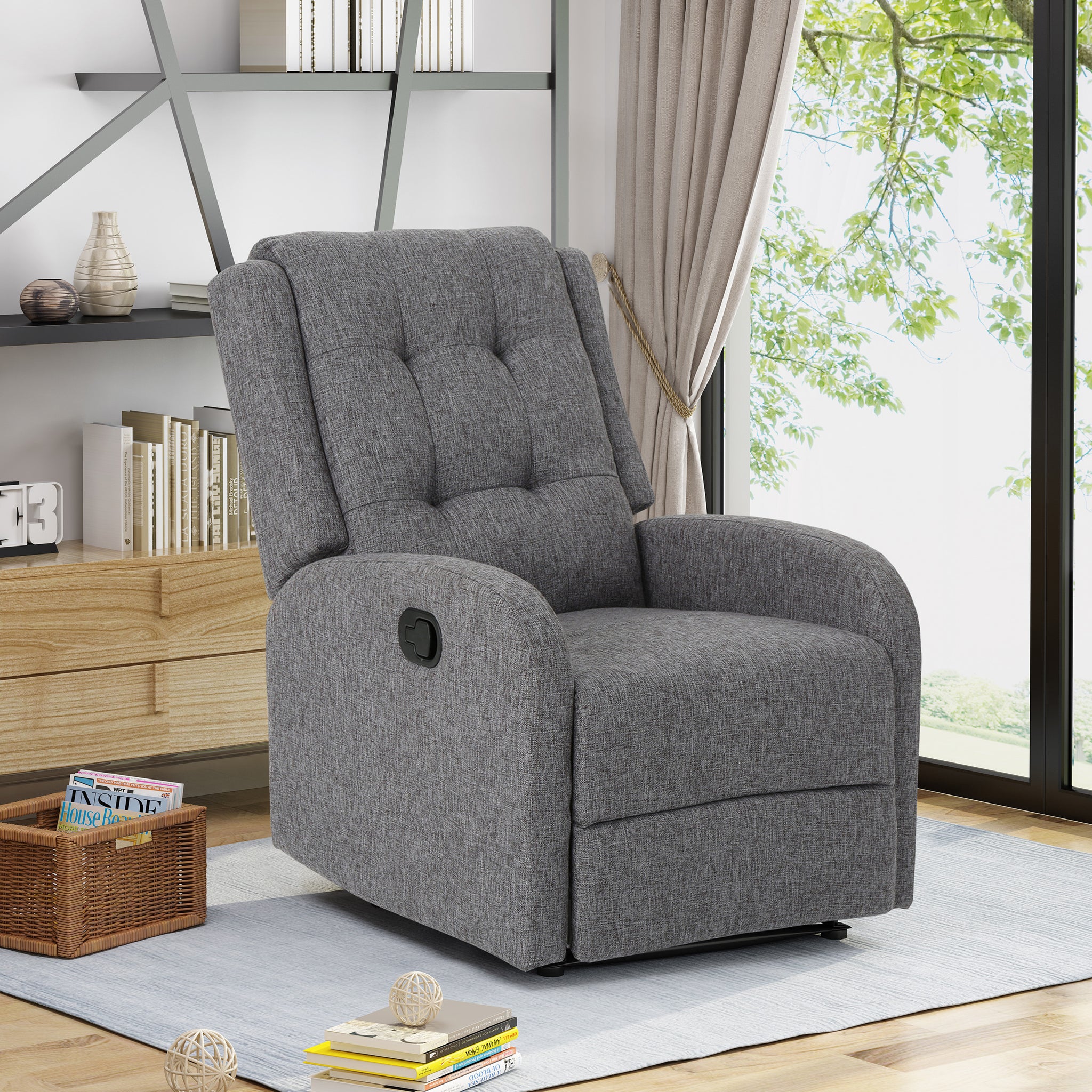 24.75" Wide Manual Standard Recliner Charcoal Fabric