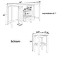 Farmhouse Rustic 3 Piece Counter Height Wood Dining Table Set With Cabinet,2 Storage Drawers And 2 Stools For Small Places,Black Cherry Wood Wood Cherry Seats 2 Wood Dining Room Farmhouse Rubberwood Rectangular Foam Solid Wood