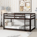 Solid Wooden, Solid Rubber Wooden Twin Over Twin Loft Bed With Ladder, With Bed Platform Of Strengthened Slatsespresso Twin Espresso Rubber Wood