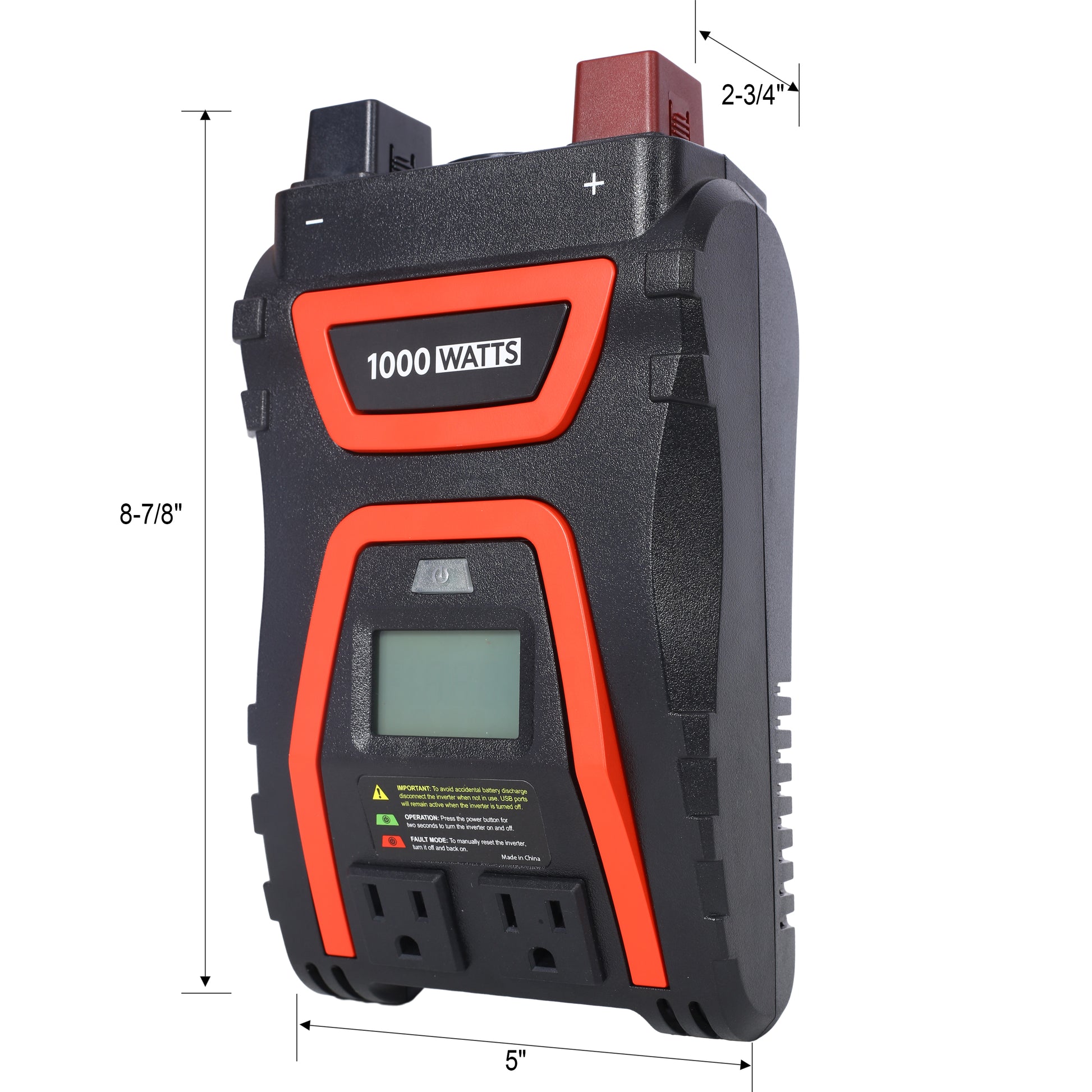 1000 Watts Power Inverter Modified Sine Wave Car Led Displayportable Ac Power Emergencies, Job Sites, Trucks Boats Off Grid Rv Camping,12V To 115 Volts, Etl Approved Black Plastic