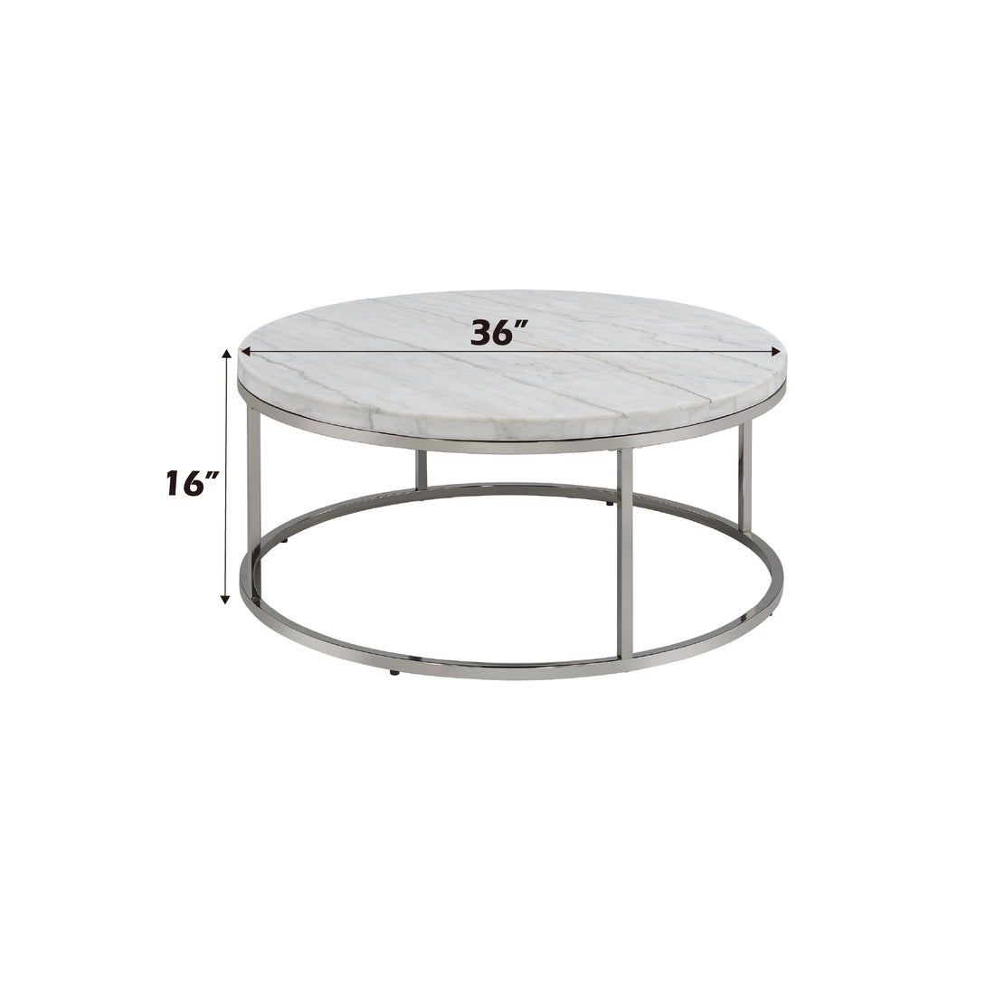 Zaidee Coffee Table, Natural Marble Top & Nickel Finish Lv02795 White Marble Metal