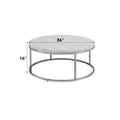 Zaidee Coffee Table, Natural Marble Top & Nickel Finish Lv02795 White Marble Metal