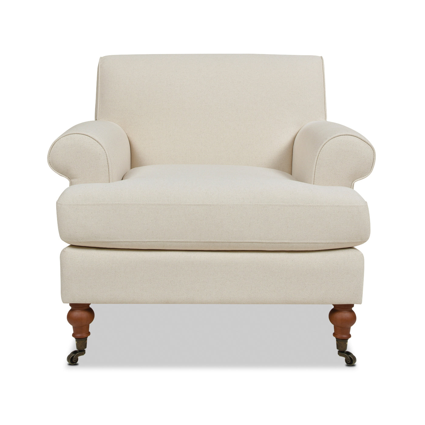 Alana 38" Lawson Accent Arm Chair Metal Casters, Light Beige Linen Beige Foam Linen