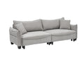 2345 Grey Corduroy Fabric, Sofa Can Be Converted Into A Sofa Bed With Two Throw Pillows, Suitable For Living Room And Other Scenes Gray Corduroy 3 Seat