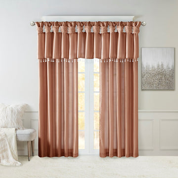 Twist Tab Lined Window Curtain Panel Spice Polyester