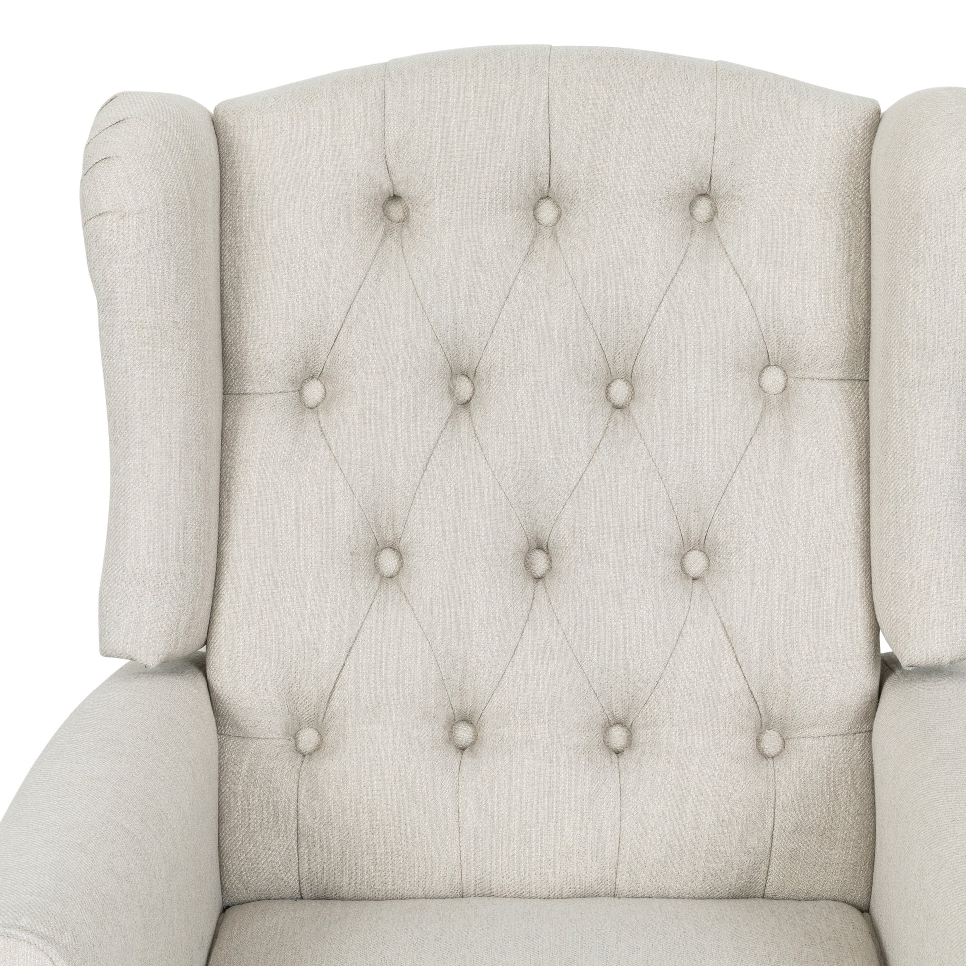 Push Back Recliner Beige Fabric